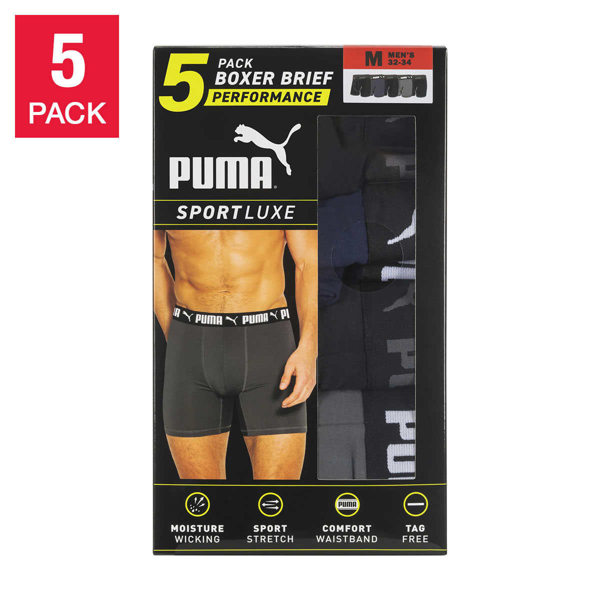 Paquete De 5 Puma Boxer De Hombre Boxer Brief, 5 Pack