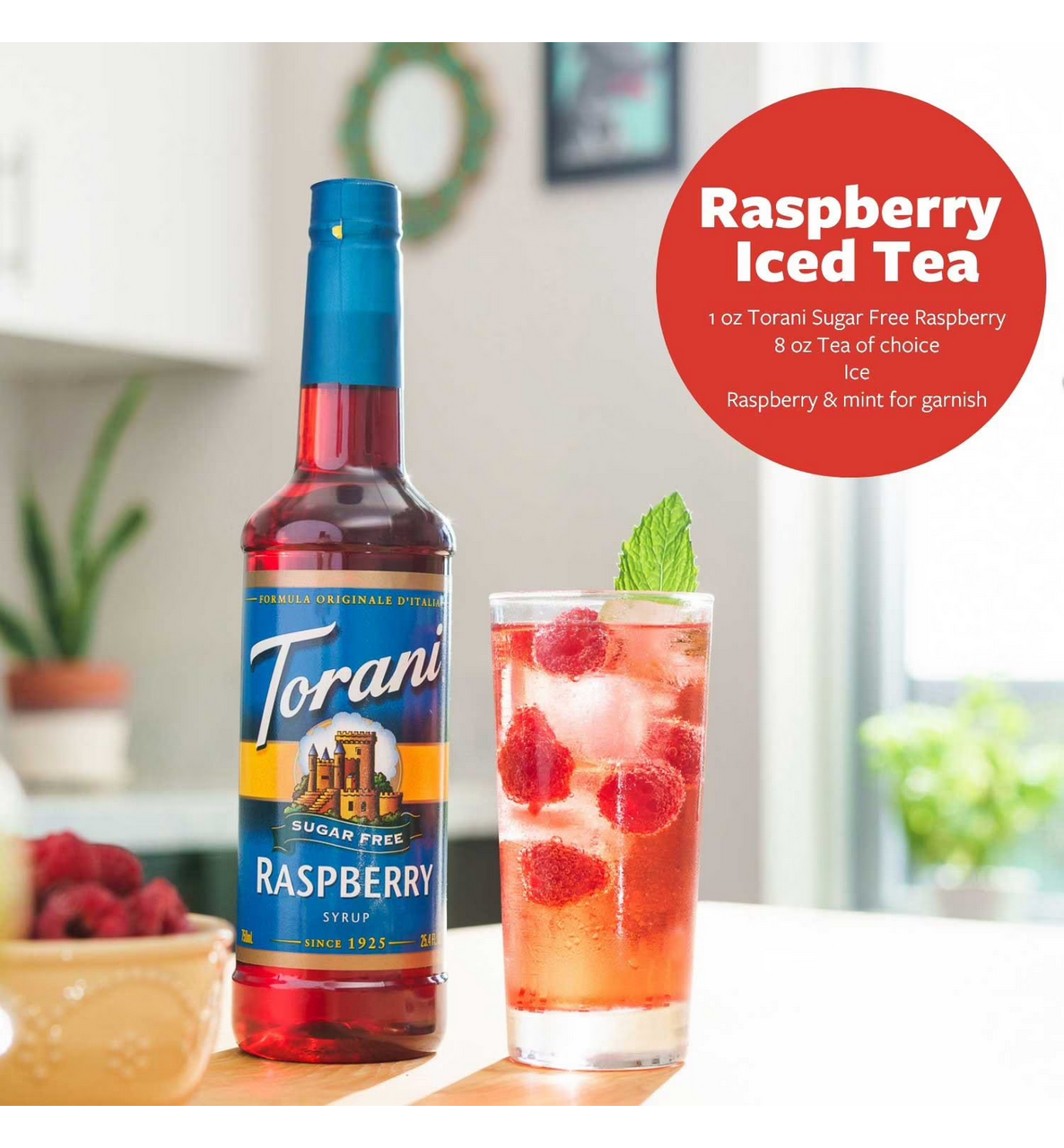 Jarabe Torani Frambuesa Sin Azucar Raspberry 750ml Importado